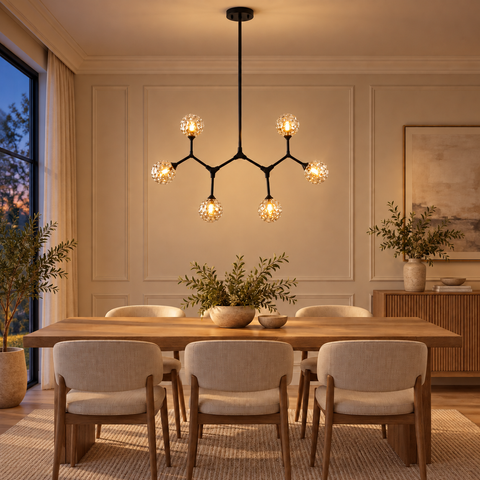 Lumière Black Crystal Branch Chandelier