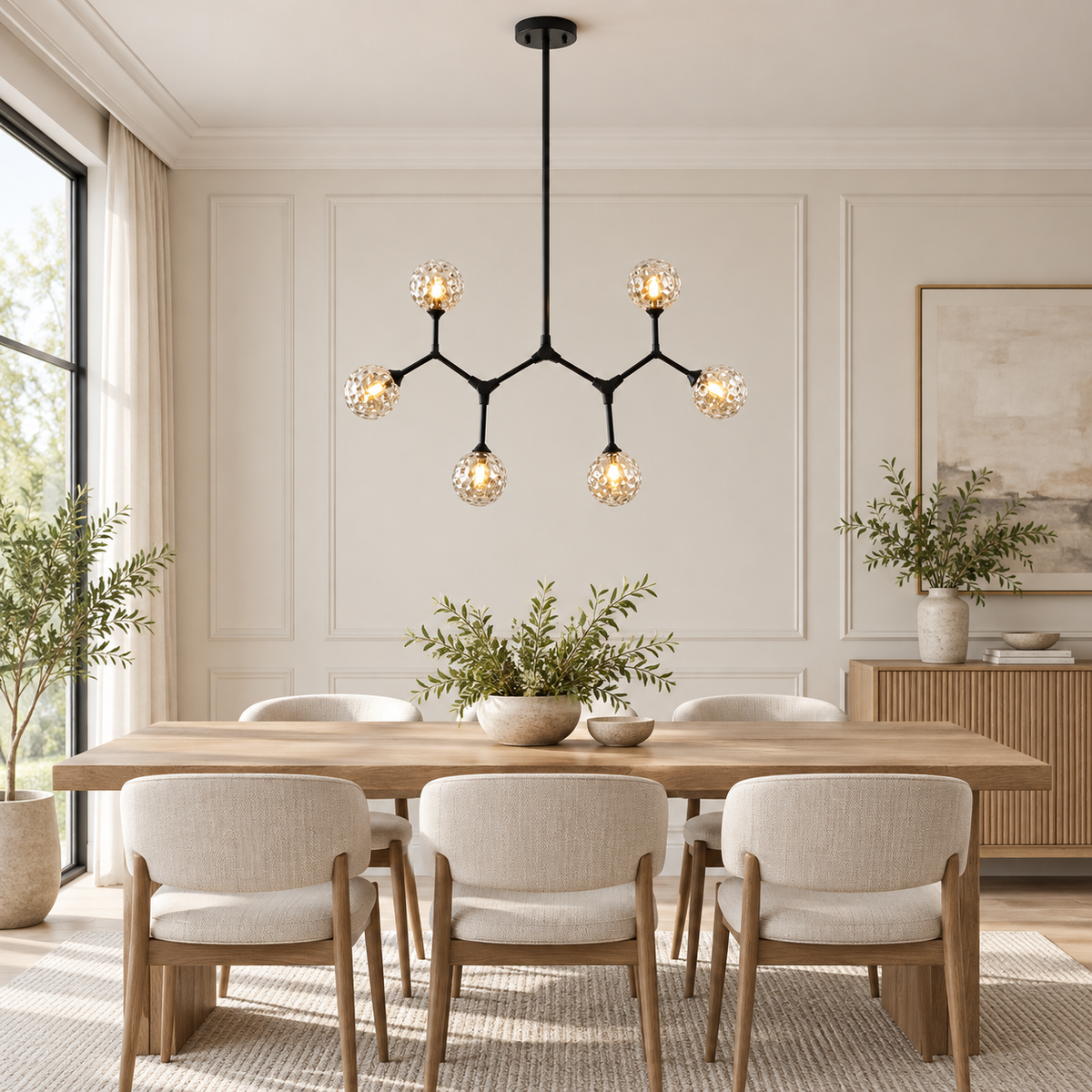 Lumière Black Crystal Branch Chandelier