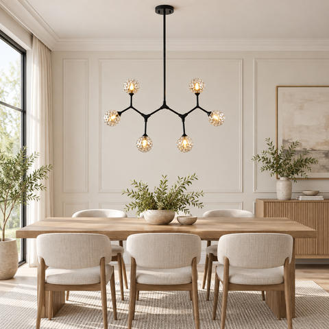 Lumière Black Crystal Branch Chandelier